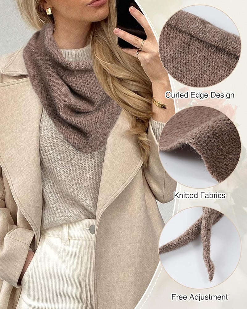Molans Women Winter Knit Neck Scarf - Warm Crochet Triangle Scarf for Women Girls - Image 5